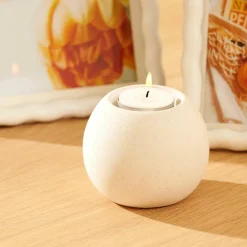 CASA ALBA Support Bougie Chauffe-plat Blanc
