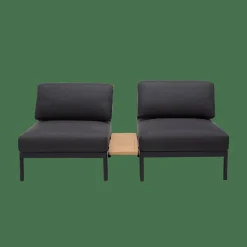 CASA HANNA Lounge Teck Table D'appoint Noir, Naturel