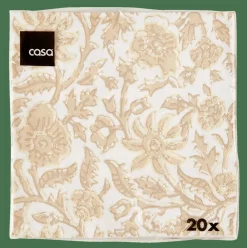 CASA HENNA FLOWER Set De 20 Serviettes Rouge, Beige