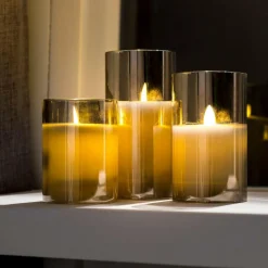 CASA ION Bougies LED Set De 3 Gris