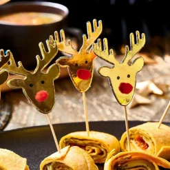 CASA REINDEER Piques Apéritif Set De 10 Doré