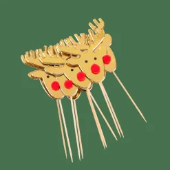 CASA REINDEER Piques Apéritif Set De 10 Doré