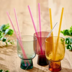 CASA SLURP Paille Réutilisable Set De 6 Mélange De 3 Couleurs Orange, Mauve, Rose