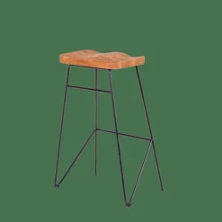 CASA TEAK Tabouret De Bar Noir, Naturel