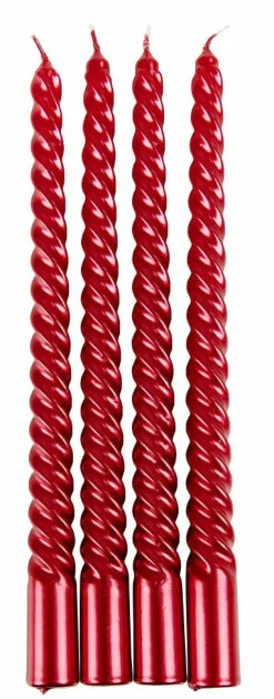 CASA TWIST Bougies Torsadées Set De 4 Orange