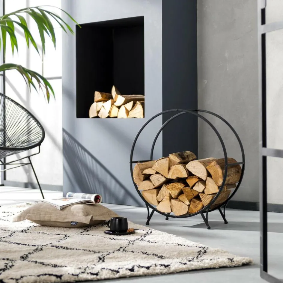 CASA WHEEL Étagère Pour Bois Noir