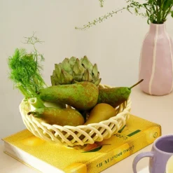 CASA WOVY Plat à Fruits Jaune Clair