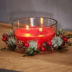 CASA XMAS Bougie Avec Déco Rouge
