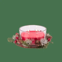 CASA XMAS Bougie Avec Déco Rouge