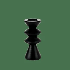 CASA ZIGZAG Support Bougie Chauffe-plat Noir